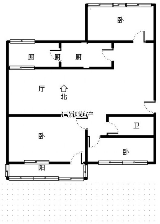 一中家属院3室1厅1卫户型图