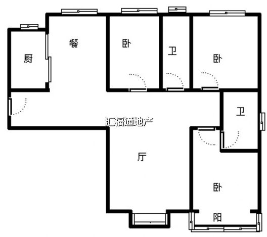 水岸花城3室2厅2卫户型图