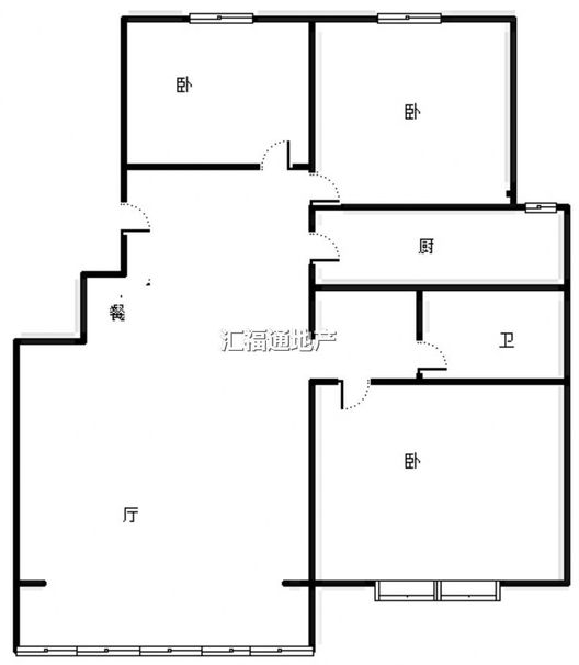 鸿坤理想湾3室2厅1卫户型图