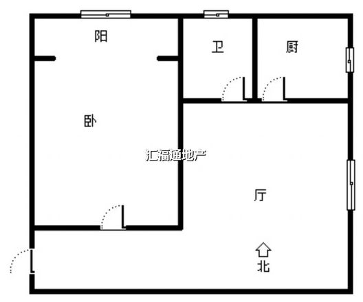 水岸花城1室1厅1卫户型图