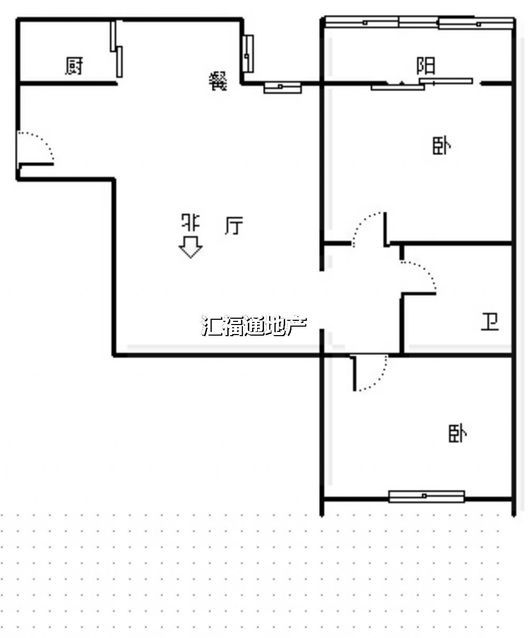 鼓楼商贸城2室2厅1卫户型图