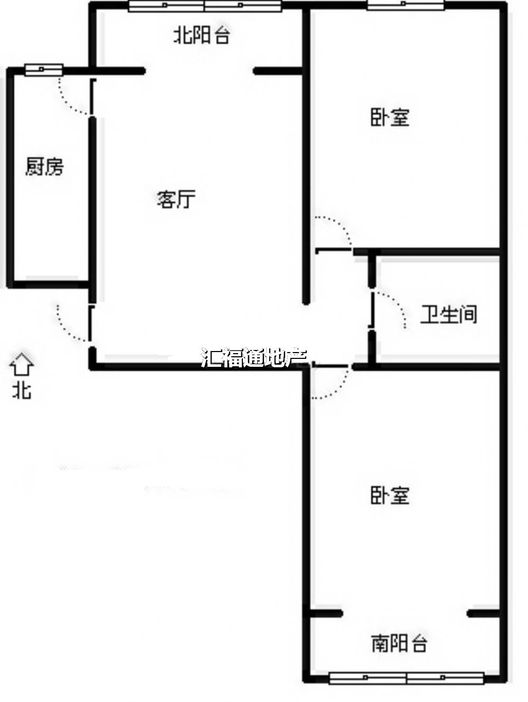 水岸花城2室2厅1卫户型图