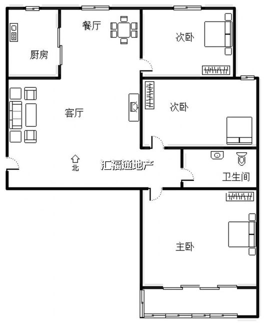 紫荆尚城3室2厅1卫户型图