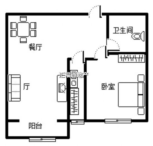 金竹花园1室2厅1卫户型图