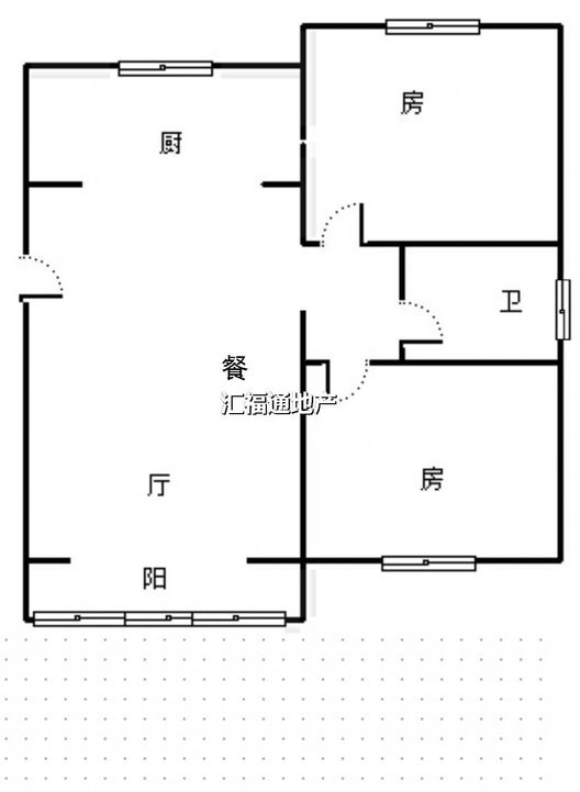 高铁新干线2室2厅1卫户型图