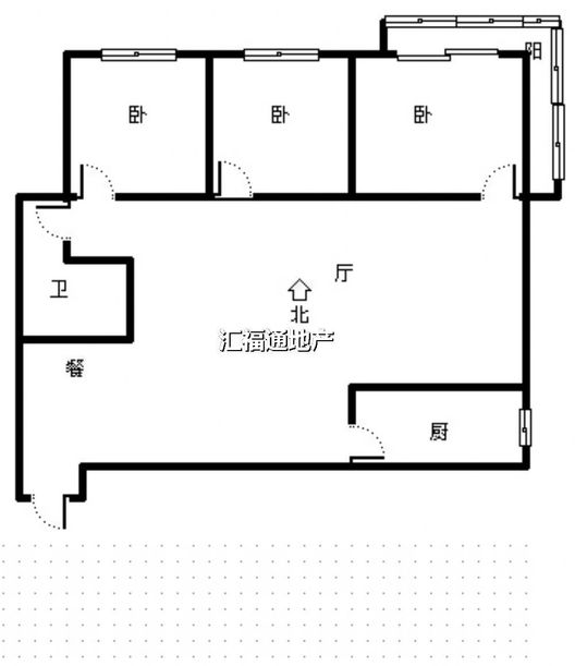 华泰豪庭3室2厅1卫户型图