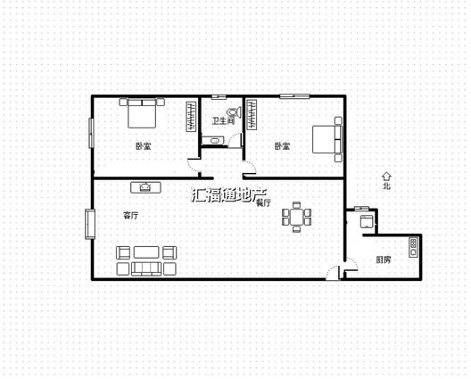 北京理想城2室1厅1卫户型图