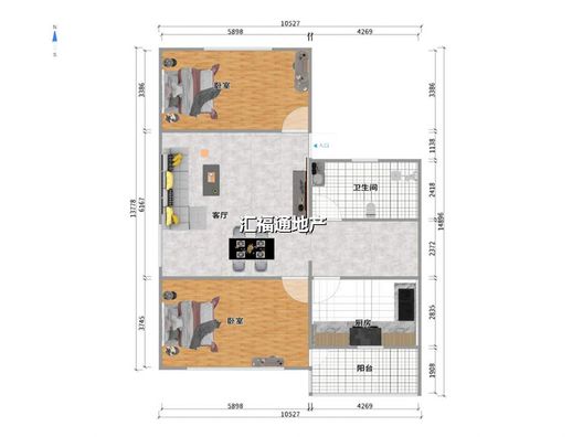 铁道部建厂局家属楼2室1厅1卫户型图