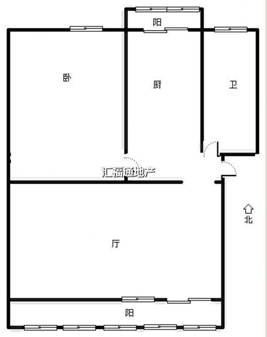 华北铝业生活小区（北院）1室1厅1卫户型图
