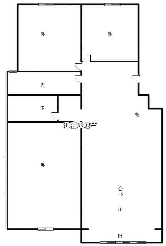 鸿坤理想湾3室2厅1卫户型图