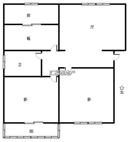 新府阳光一号院2室2厅1卫户型图