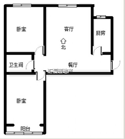水岸花城2室1厅1卫户型图