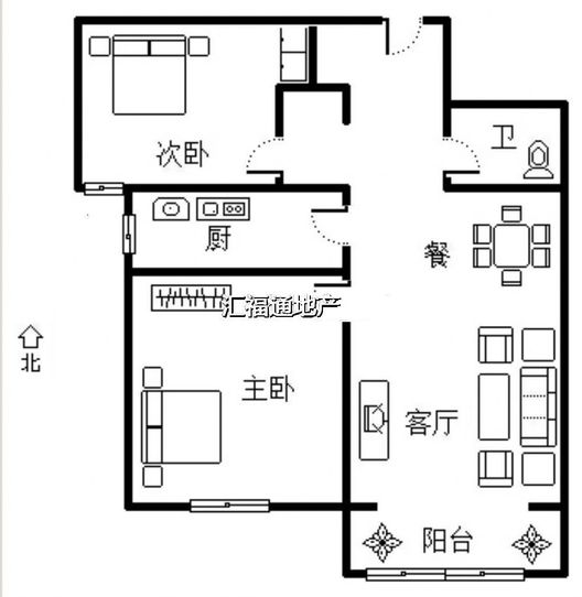 K2狮子城2室2厅1卫户型图