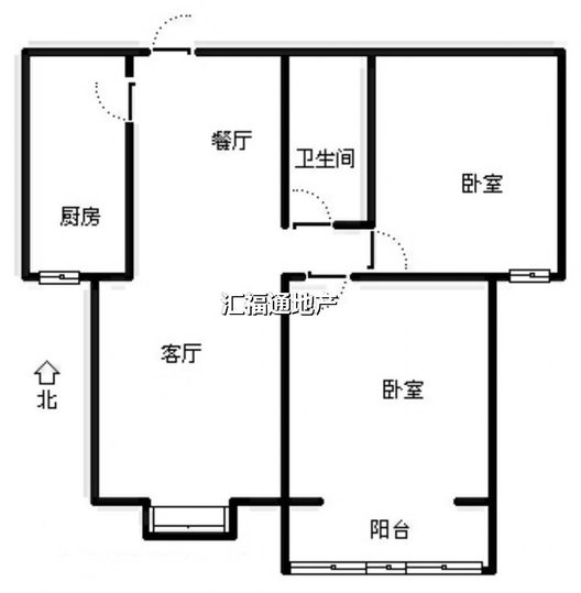 水岸花城2室1厅1卫户型图