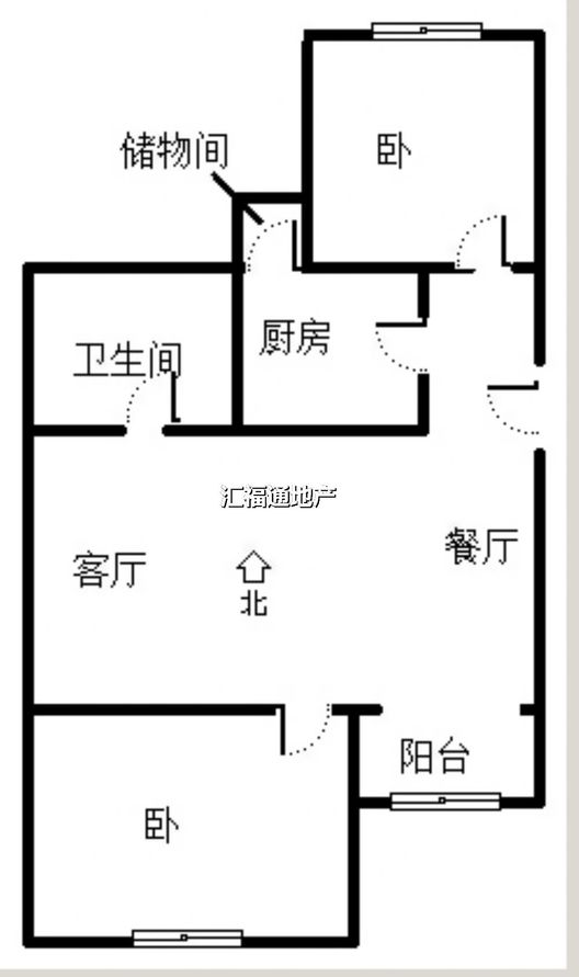 涿州铁路住宅小区2室1厅1卫户型图
