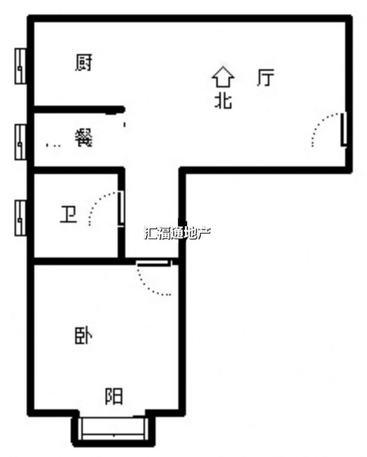 水岸花城1室2厅1卫户型图