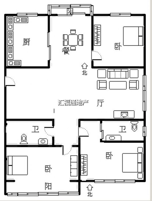 技校家园3室2厅2卫户型图