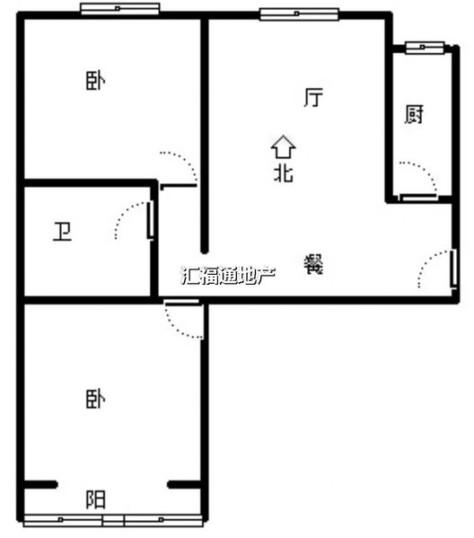 水岸花城2室1厅1卫户型图