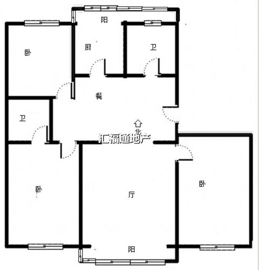 鹏润四季花园3室2厅2卫户型图