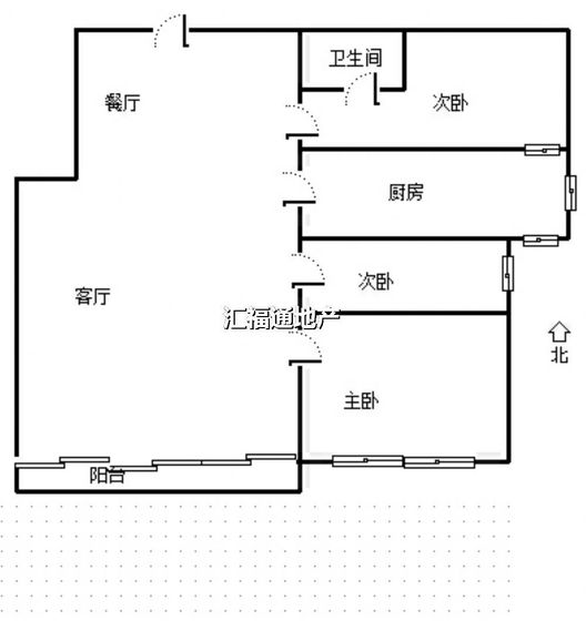华融现代城3室1厅1卫户型图
