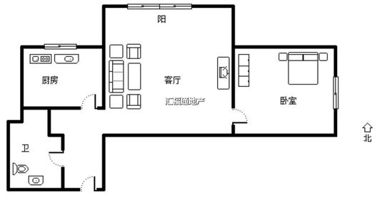 K2狮子城1室1厅1卫户型图