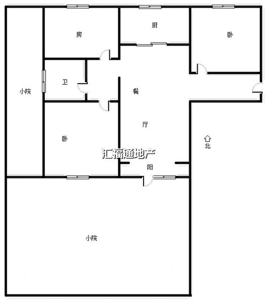 高铁新干线3室2厅1卫户型图