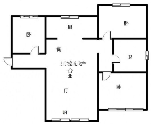 高铁新干线3室2厅1卫户型图