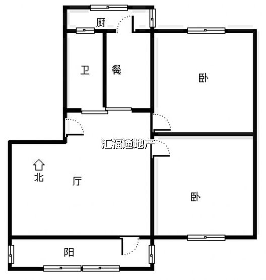 华北铝业生活小区（南院）2室2厅1卫户型图
