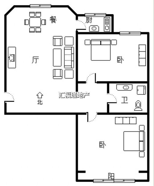 名流枫景五期2室2厅1卫户型图