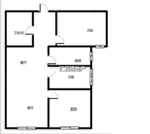 鸿坤理想湾3室2厅1卫户型图