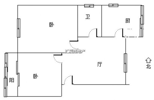 地质总局南院2室2厅1卫户型图