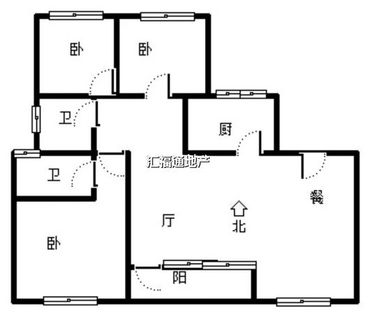 高铁新干线3室2厅2卫户型图