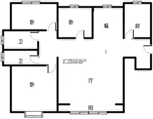 鸿坤理想湾3室2厅2卫户型图