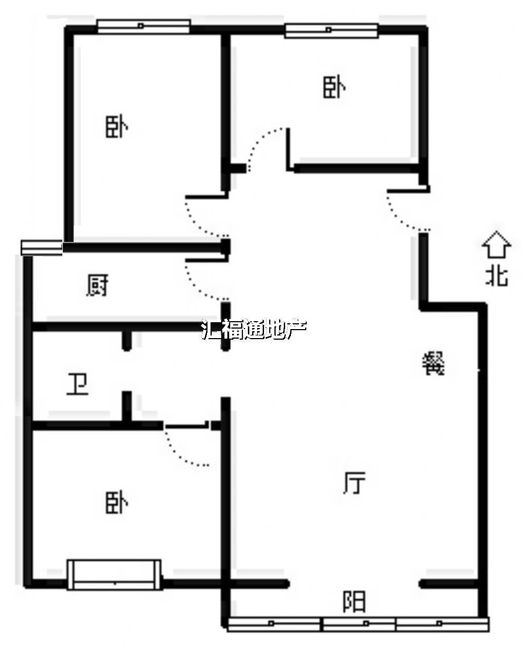 鸿坤理想湾3室2厅1卫户型图