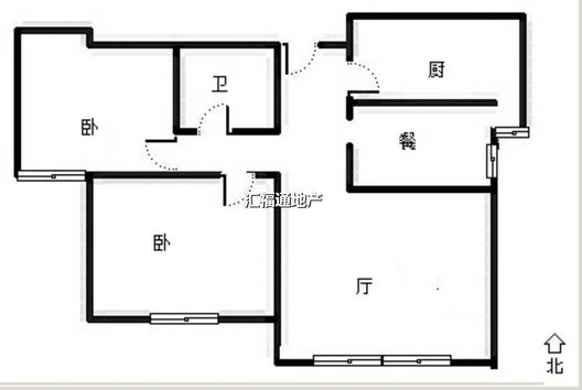 鸿坤理想湾2室2厅1卫户型图