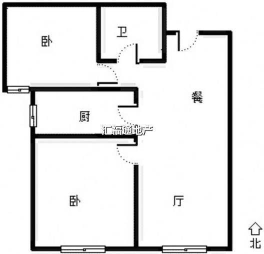 高铁新干线2室2厅1卫户型图