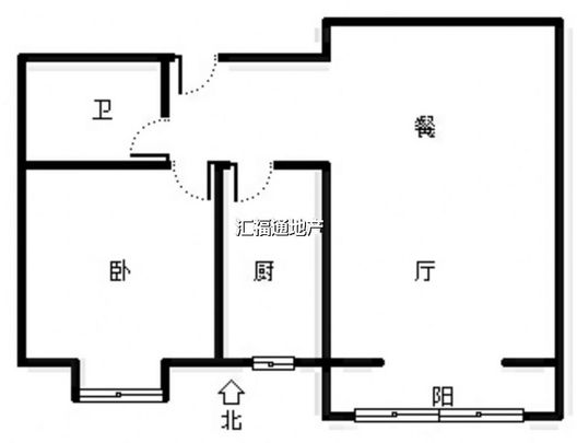 金竹花园1室1厅1卫户型图