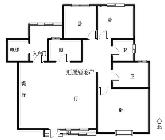 高铁新干线3室2厅2卫户型图