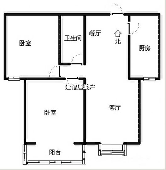 水岸花城2室2厅1卫户型图