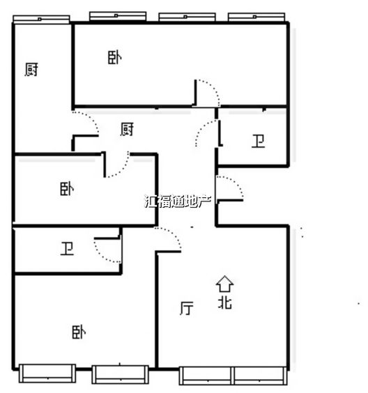 富力花园3室2厅2卫户型图