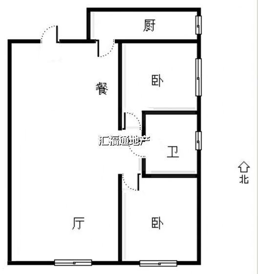 鸿坤理想湾2室2厅1卫户型图