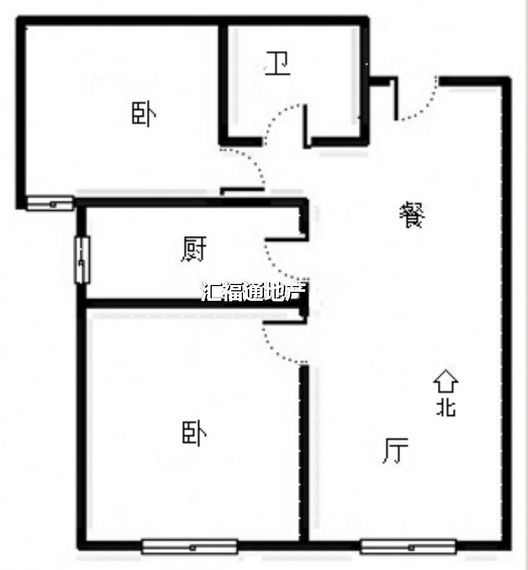 高铁新干线2室2厅1卫户型图