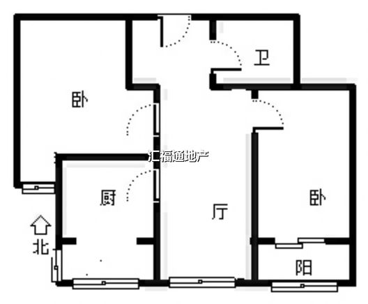 金竹花园2室1厅1卫户型图