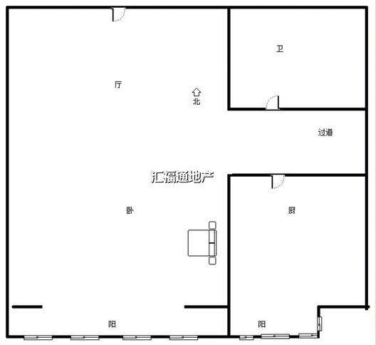 鸿盛凯旋门1室1厅1卫户型图