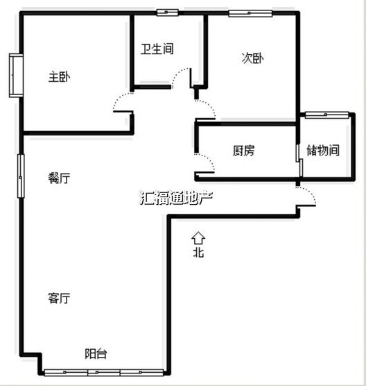 鸿坤理想湾2室2厅1卫户型图