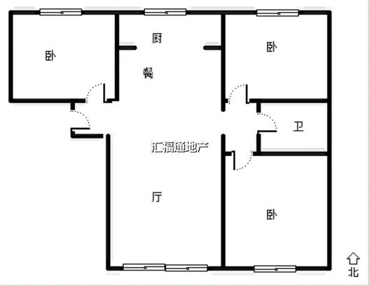 鸿坤理想湾3室2厅1卫户型图
