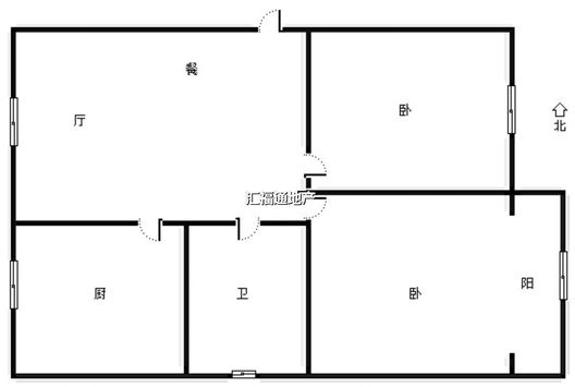蓝天美林湾2室2厅1卫户型图