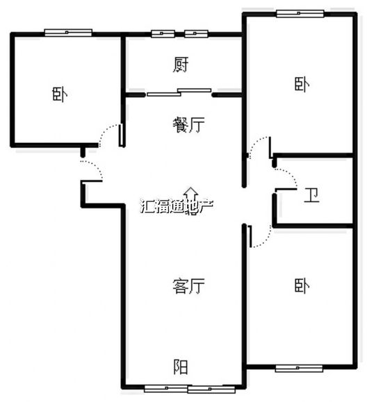鸿坤理想湾3室2厅1卫户型图