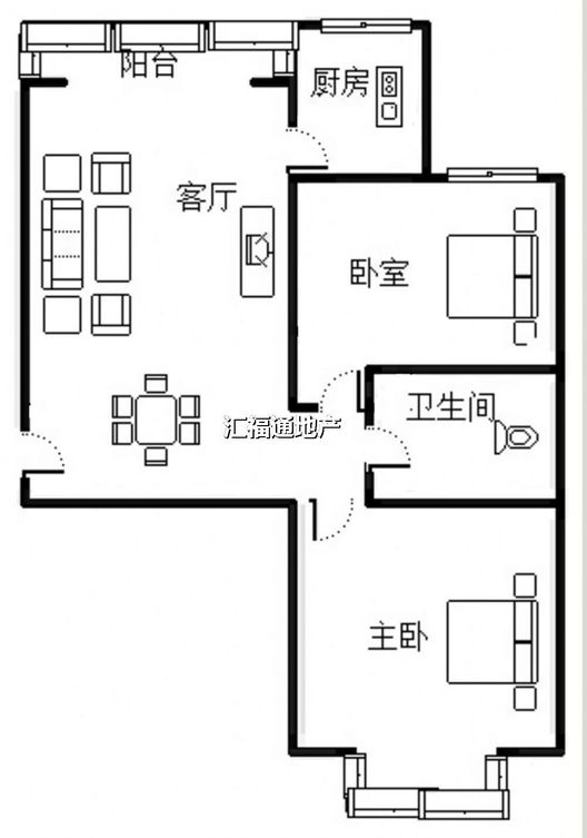 翡翠城（涿郡东区）2室2厅1卫户型图