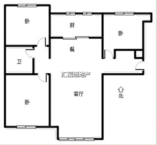 鸿坤理想湾3室2厅1卫户型图